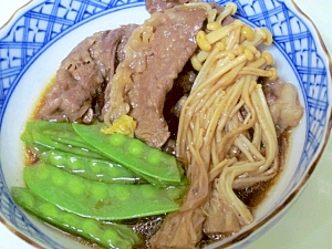 牛肉の簡単調理☆　「牛肉と絹さやサッと煮」