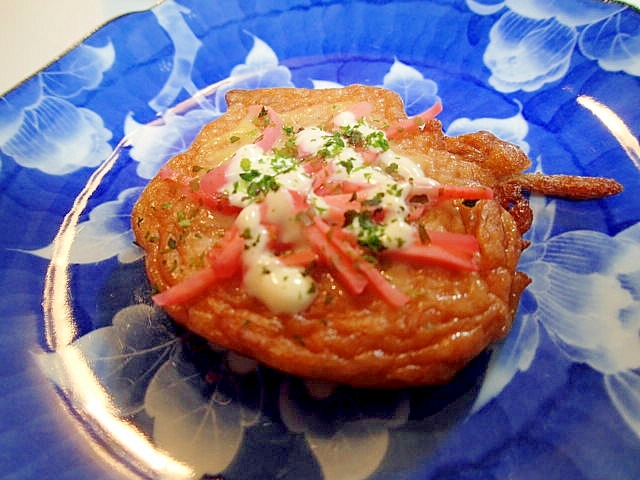 辛子/マヨで　紅生姜のせ野菜天のトースター焼き