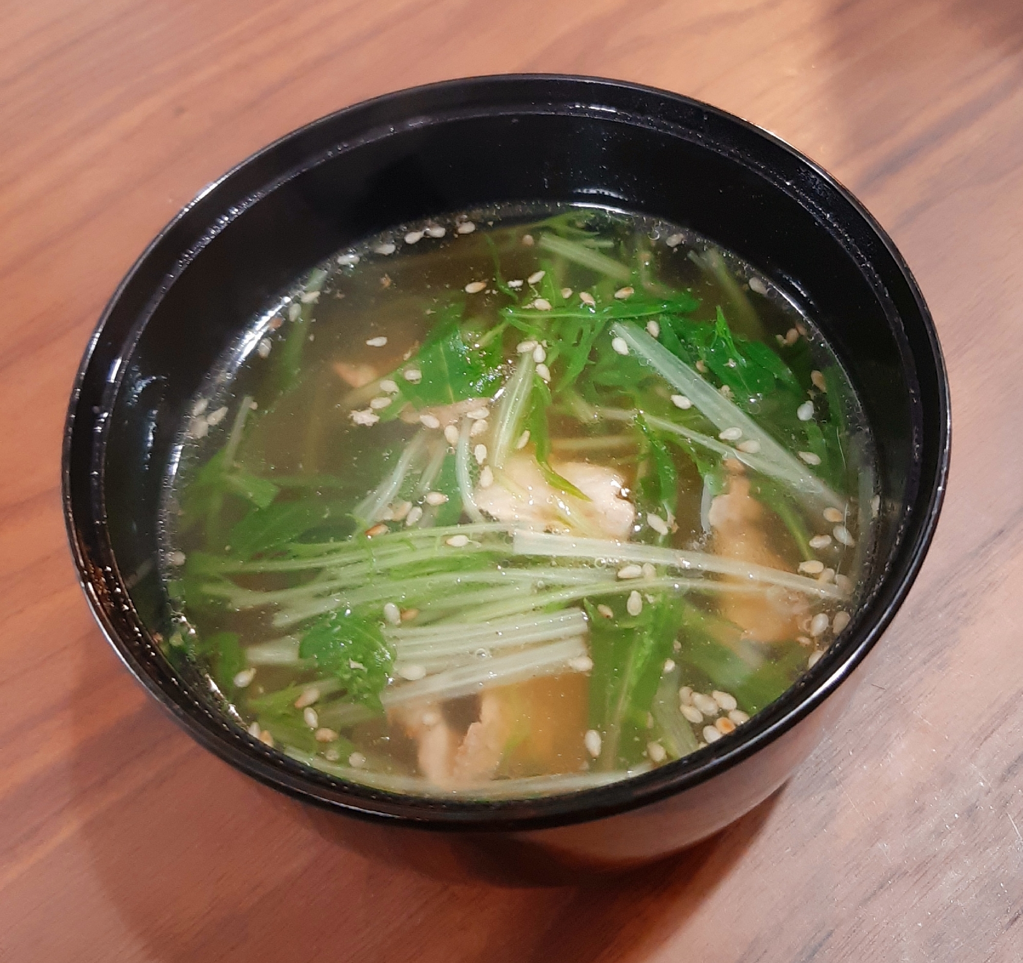 豚肉と水菜の中華スープ