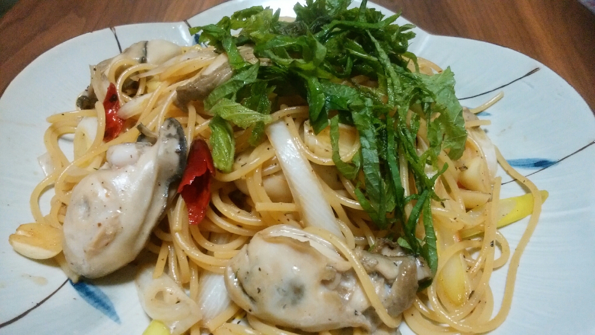 牡蠣と大葉の和風パスタ～♪