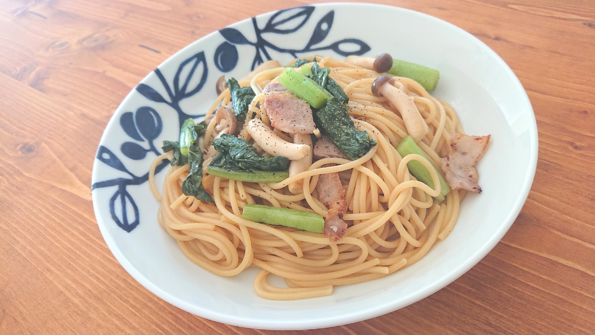 お手軽★野沢と豚肉のパスタ