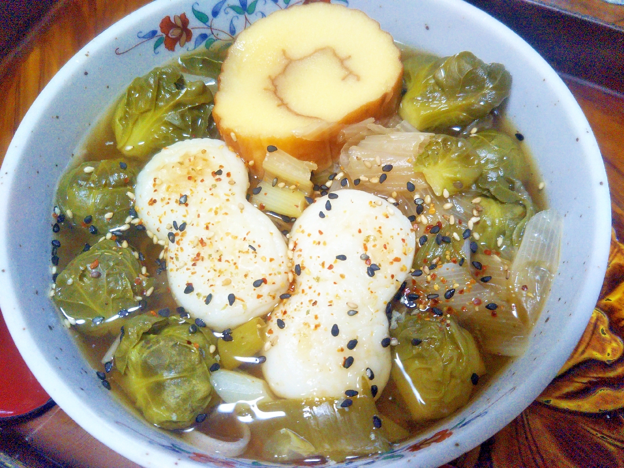 芽キャベツたっぷり蕎麦＆蕎麦湯