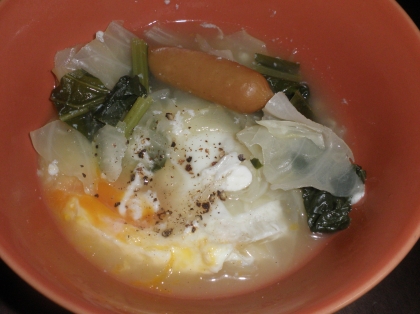 とろーり卵が野菜と絡んで美味しかったです♪小松菜をプラスしました！