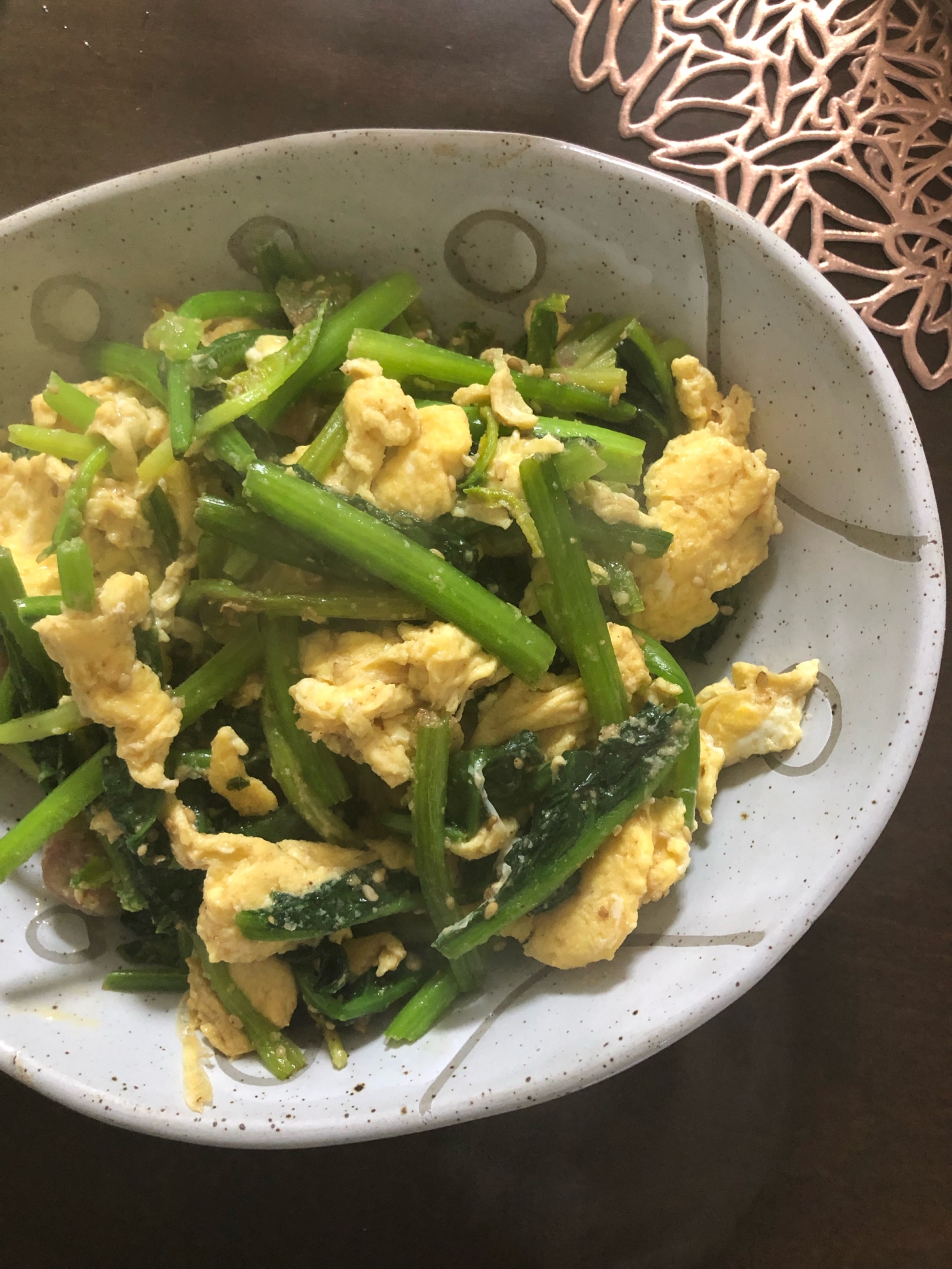 ほうれん草とふわふわ卵炒め