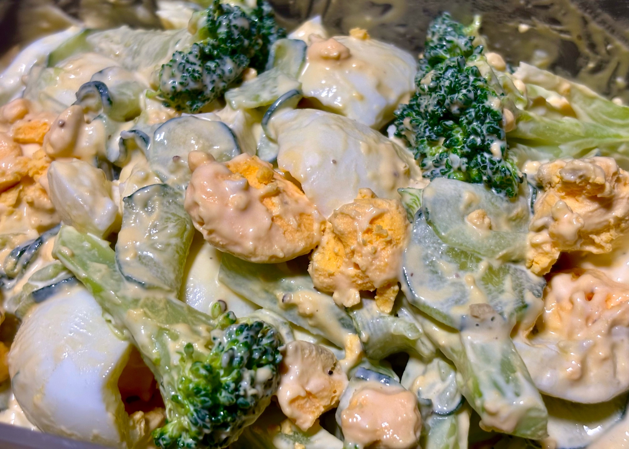 卵とキュウリとブロッコリー！ガーリックパウダー味