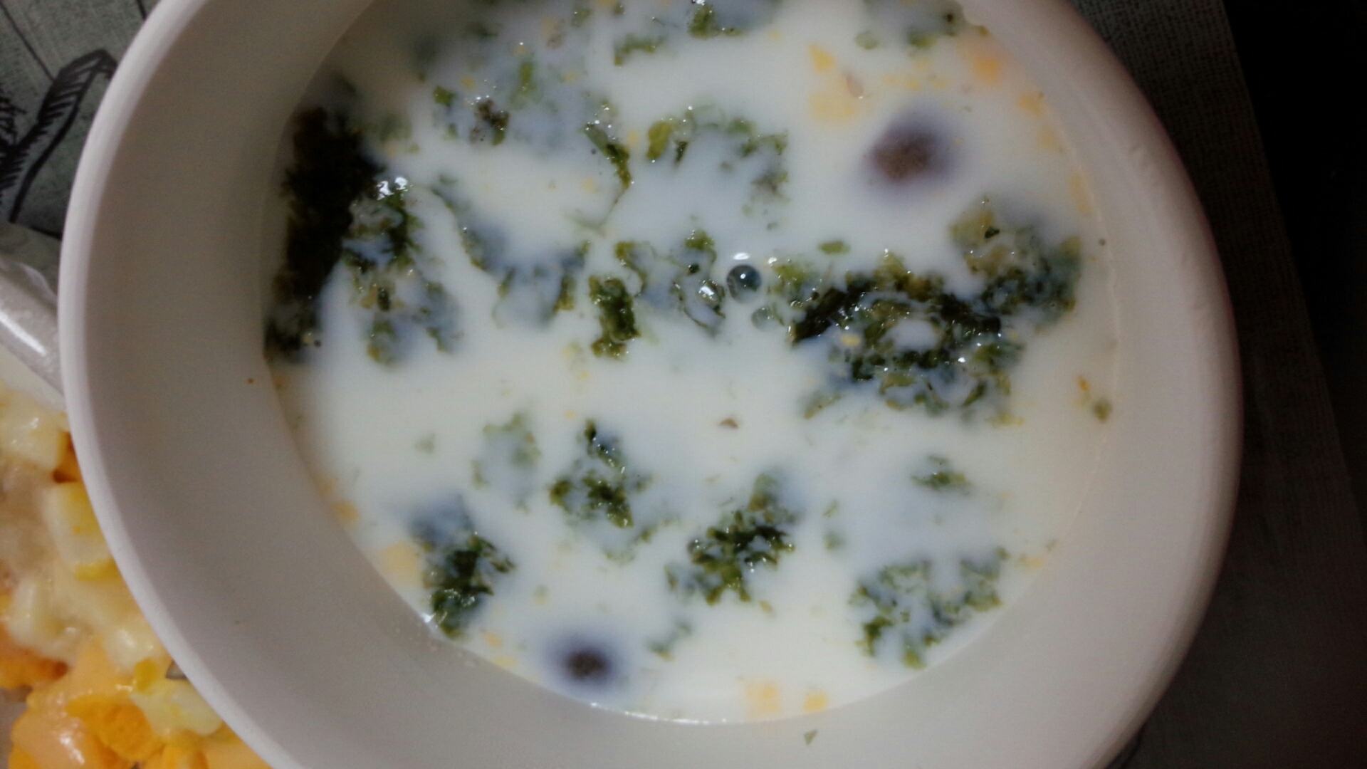 【離乳食後期】しめじと海苔のミルクスープ