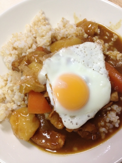 目玉焼きを乗せるだけで、いつものカレーが特別になりますね！トロトロ卵が美味しかったです！ごちそうさまでした