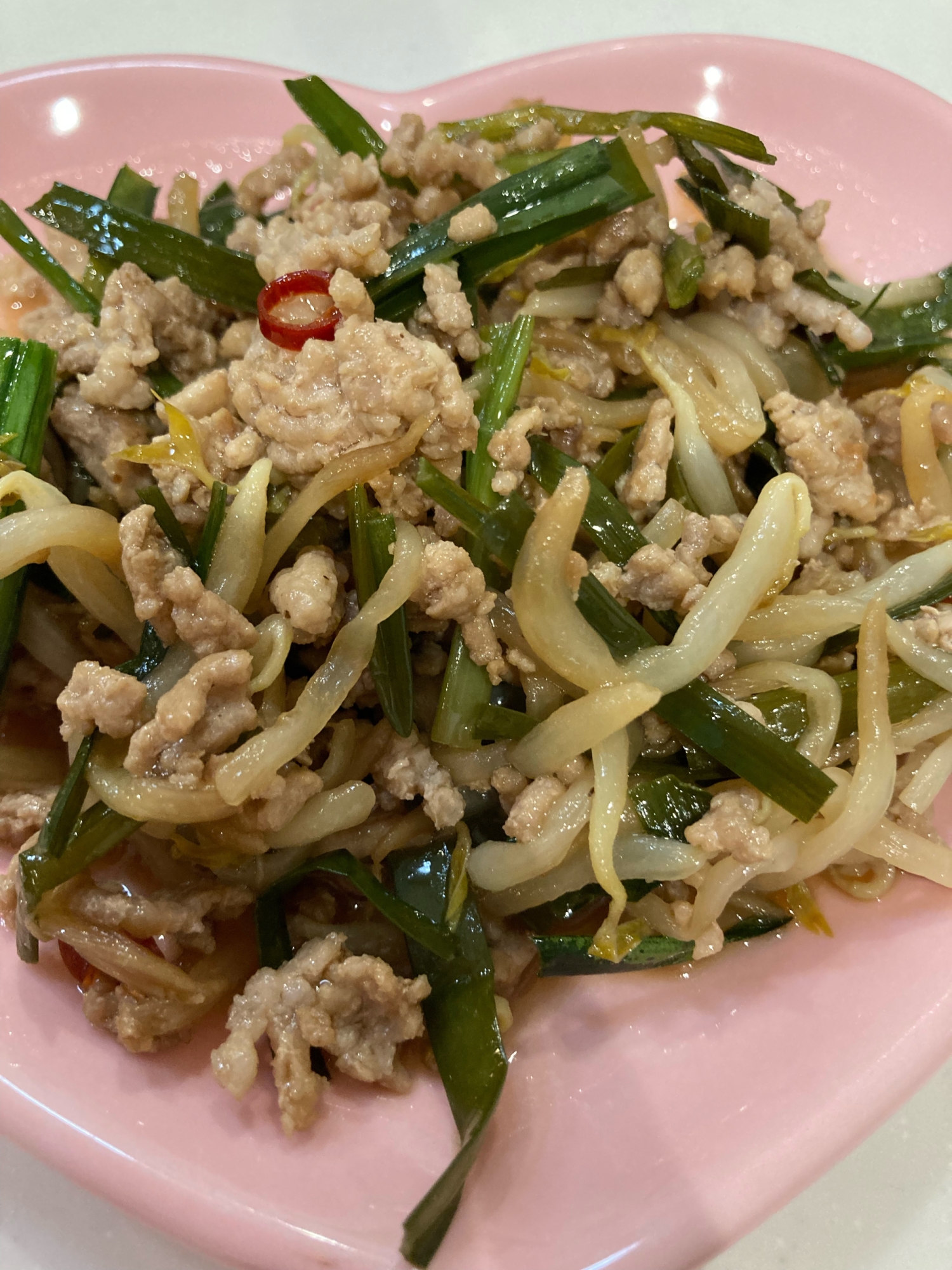 簡単！豚ひき肉ともやし甘酢炒め♪