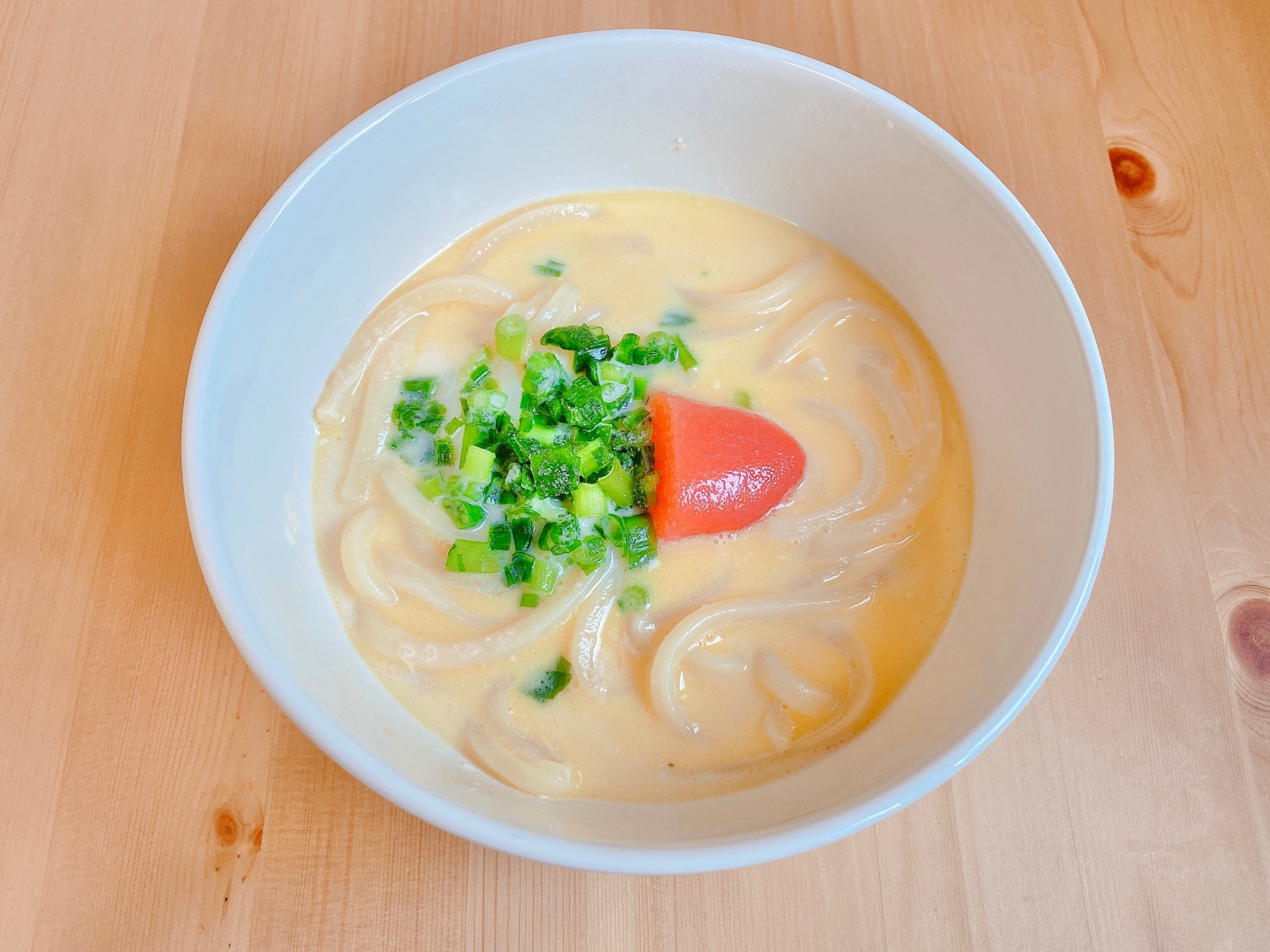 レンジで簡単♡豆乳たらこクリームうどん