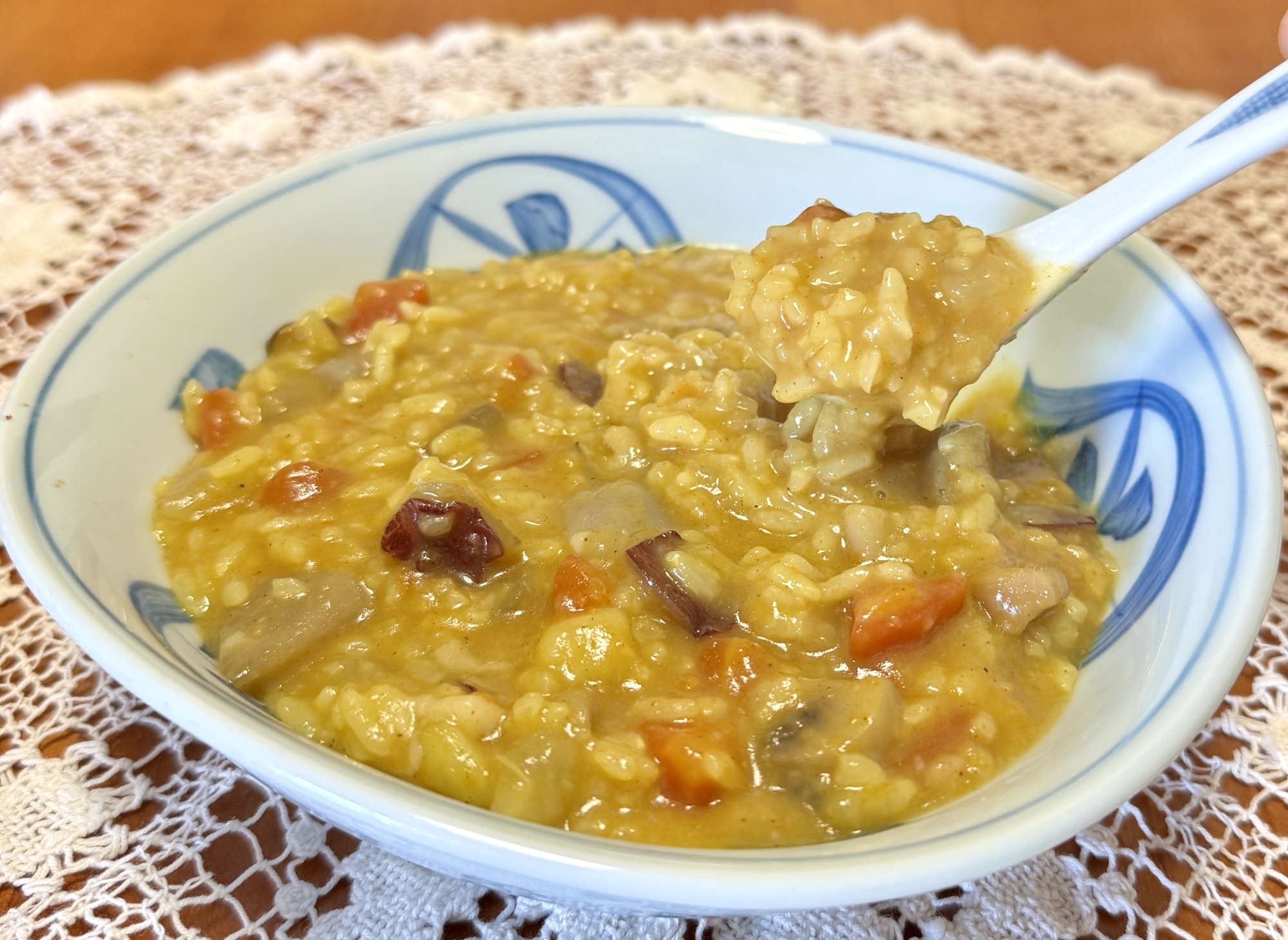 作り置きのスープ&カレー麹で!☆チーズリゾット