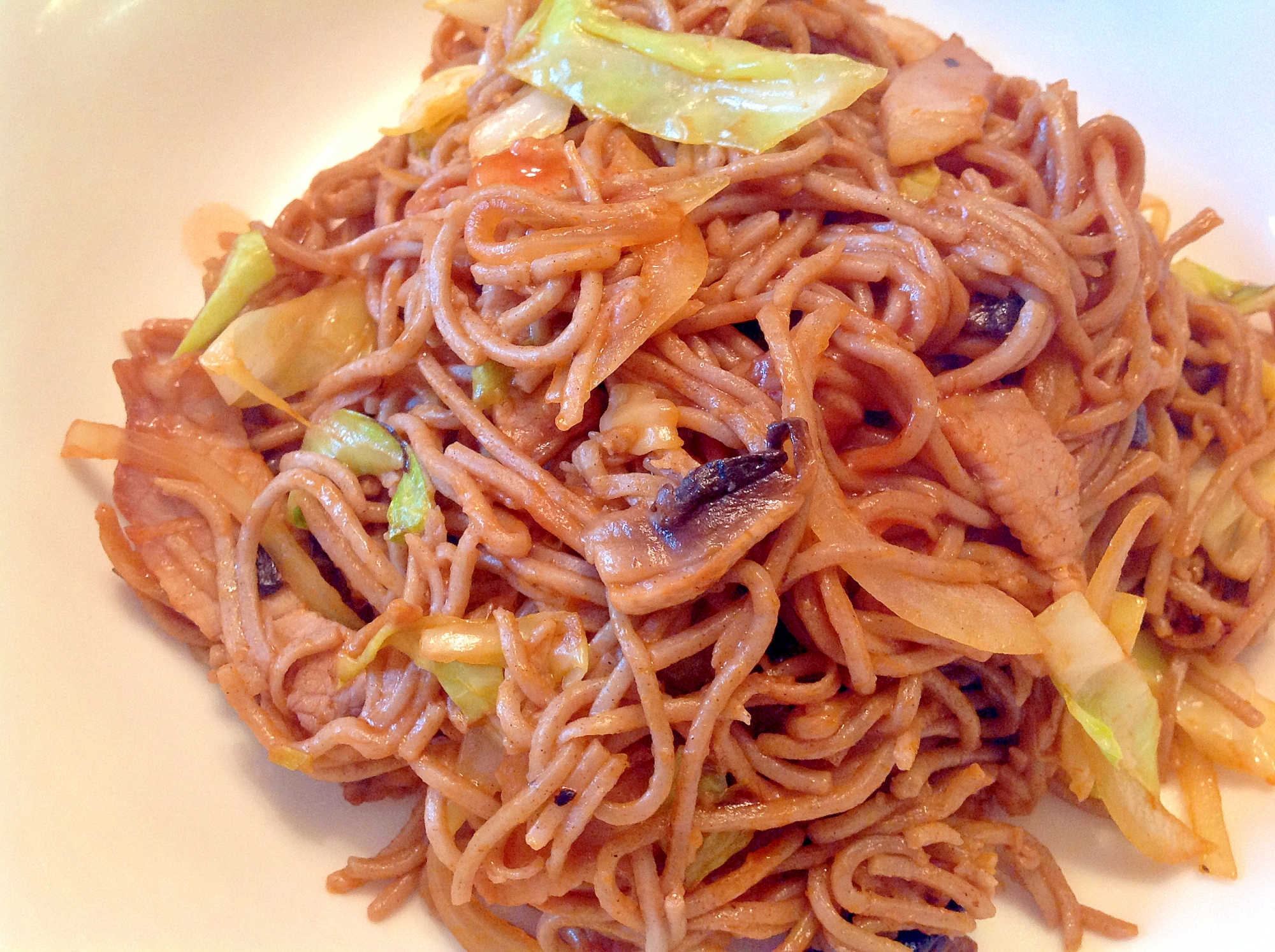 茹で蕎麦でナポリタン焼きそば