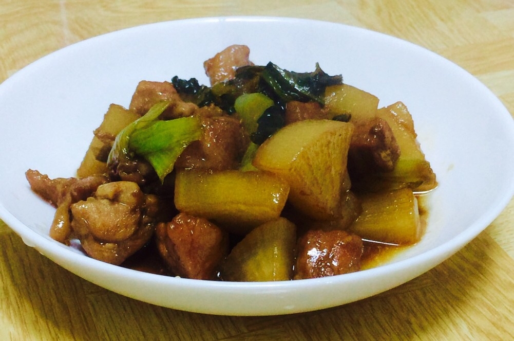 鶏肉と大根と小松菜の甘辛煮