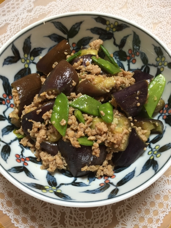 レンチンなすの肉味噌炒め♪