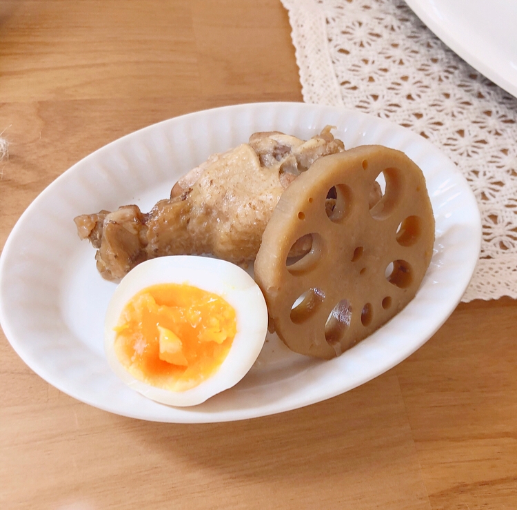絶品 炊飯器で簡単 れんこんと半熟卵の手羽元煮 レシピ 作り方 By Haaachan Cooking 楽天レシピ