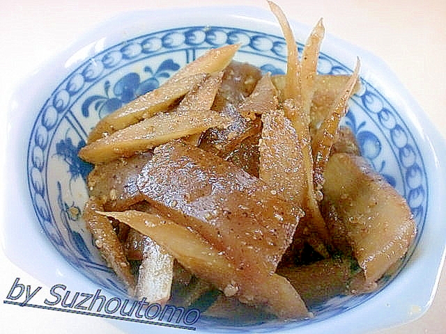 ごぼうとこんにゃくの炒め擦り胡麻煮 レシピ 作り方 By Suzhoutomo 楽天レシピ