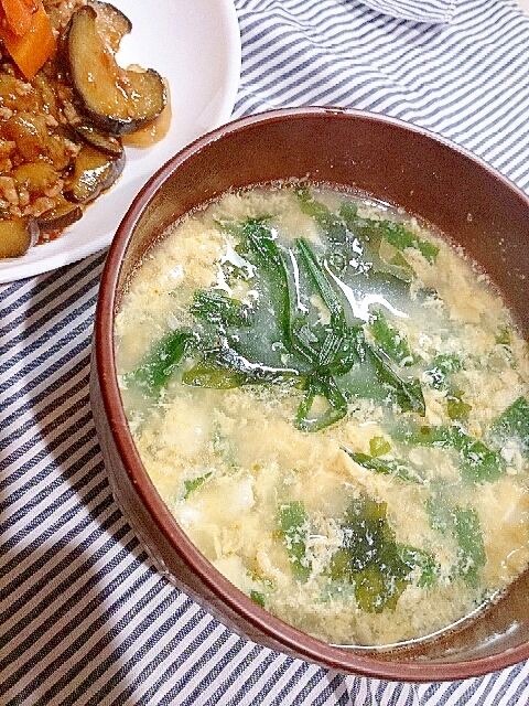 ニラたまワカメの中華スープ