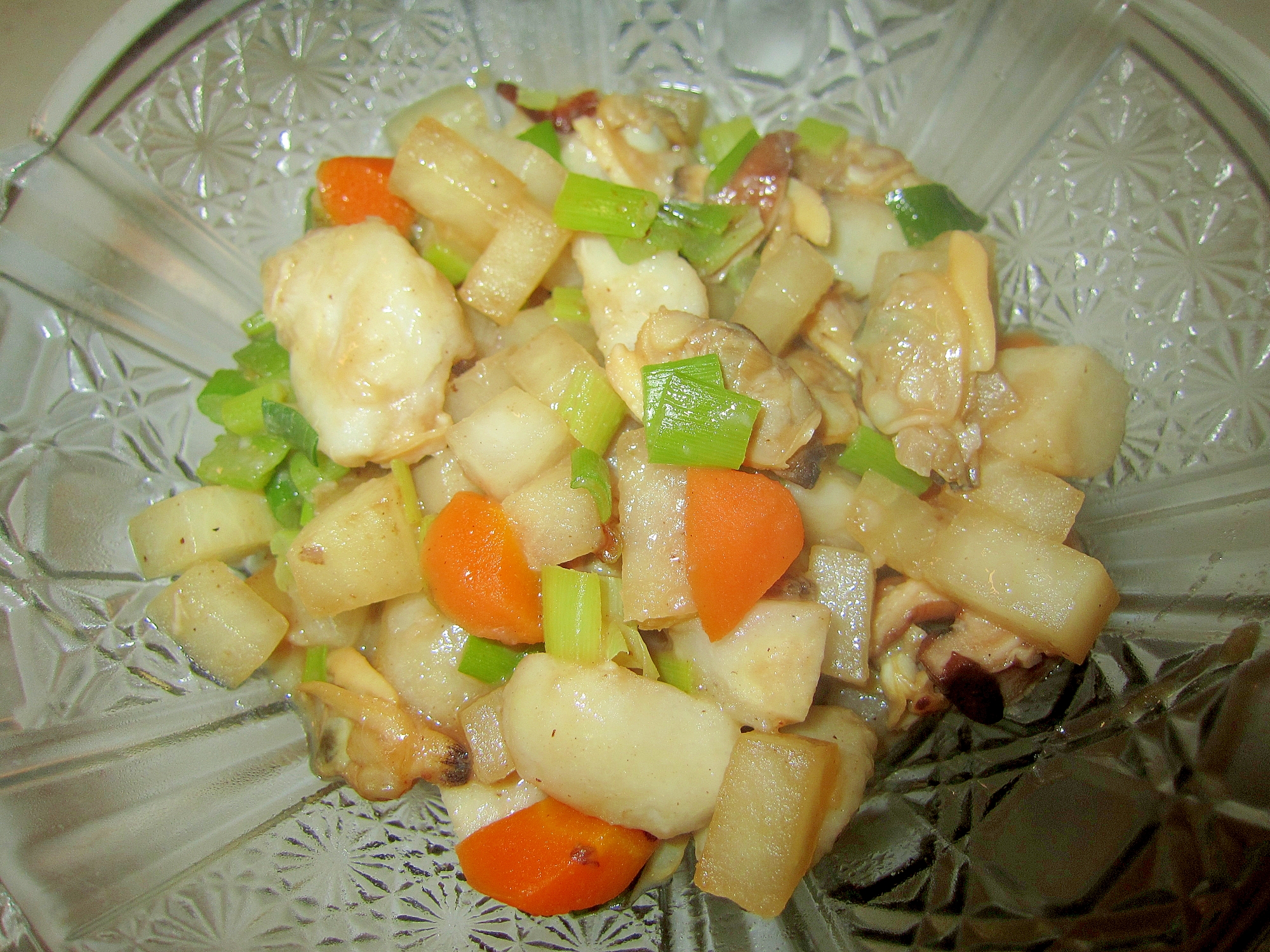 大根と葱と浅利と里芋グリルのフライパン煮