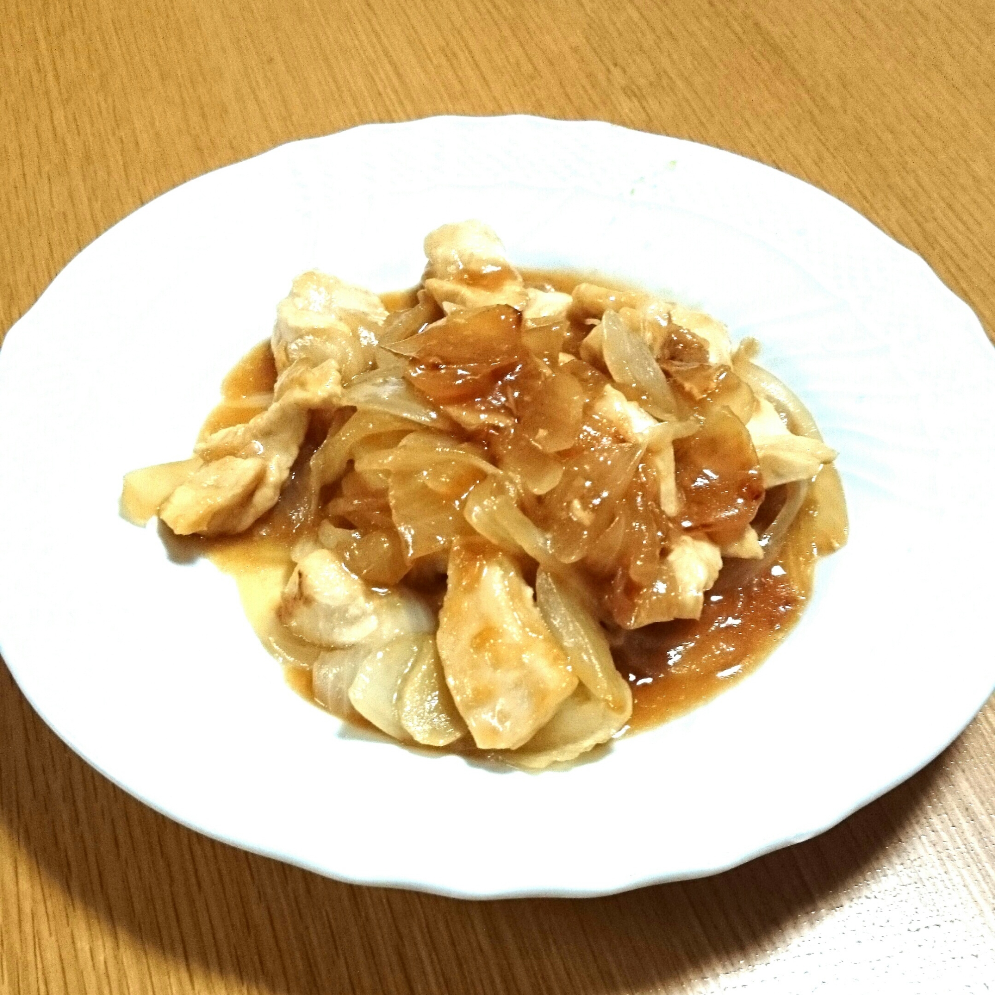 鶏胸肉と玉ねぎのしょうが焼き