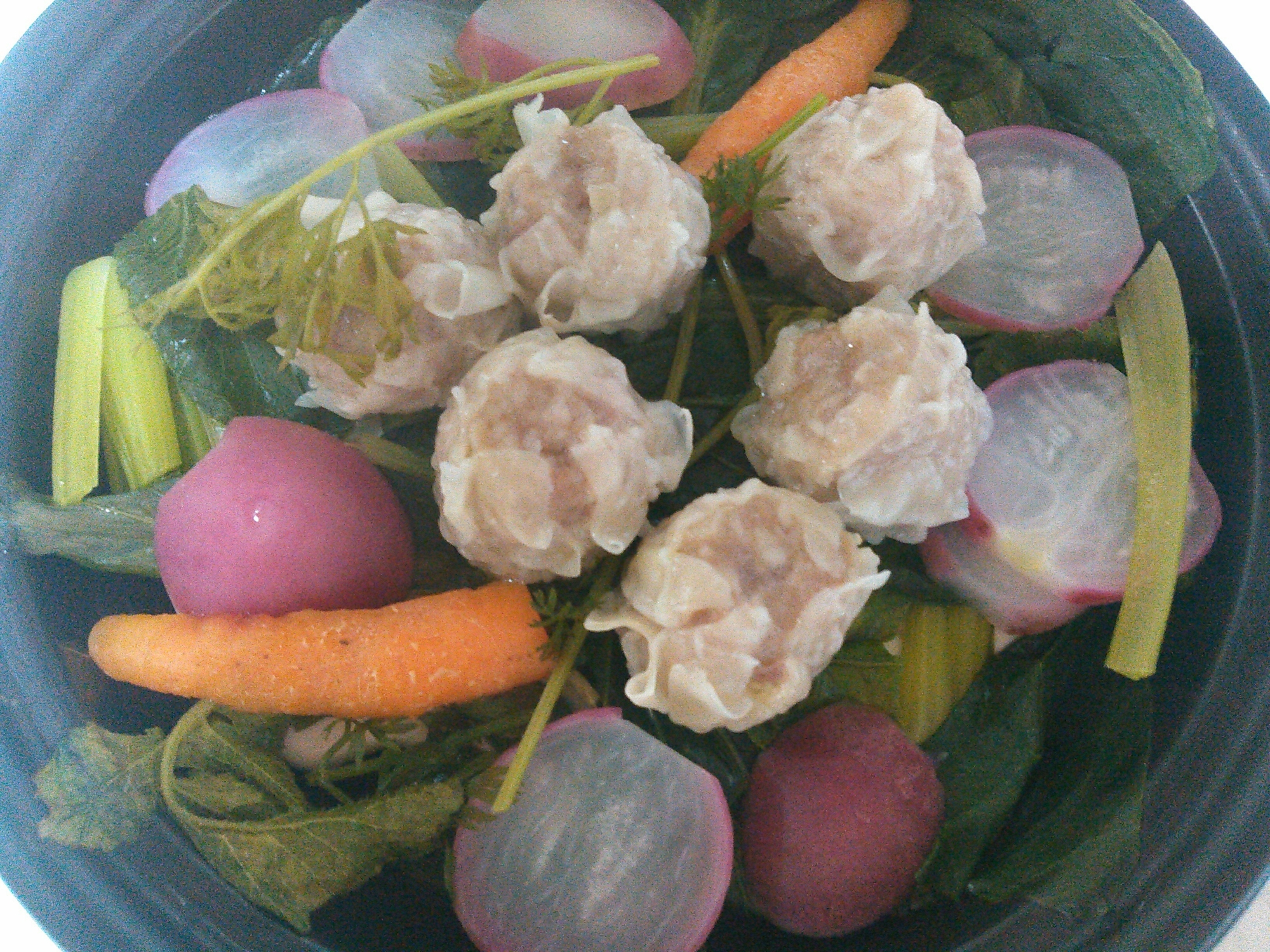 彩り野菜と焼売の蒸しもの