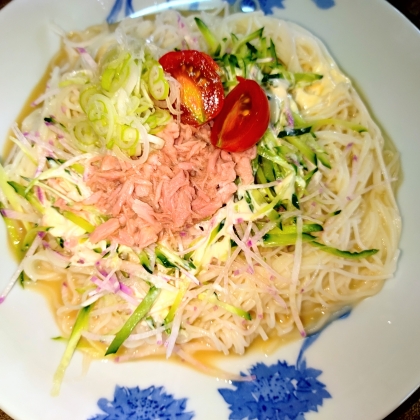 ツナときゅうりのミニぶっかけそうめん＊＊