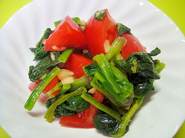 ほうれん草とトマトの生姜酢醤油酢和え