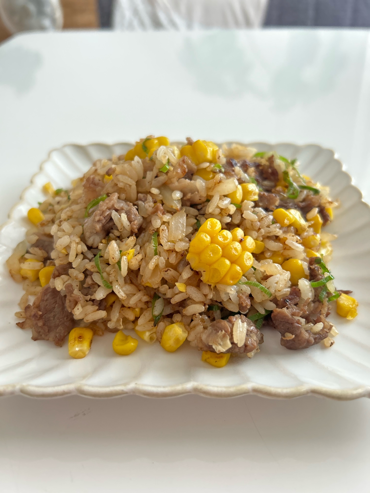 バター醤油で！牛肉コーンチャーハン