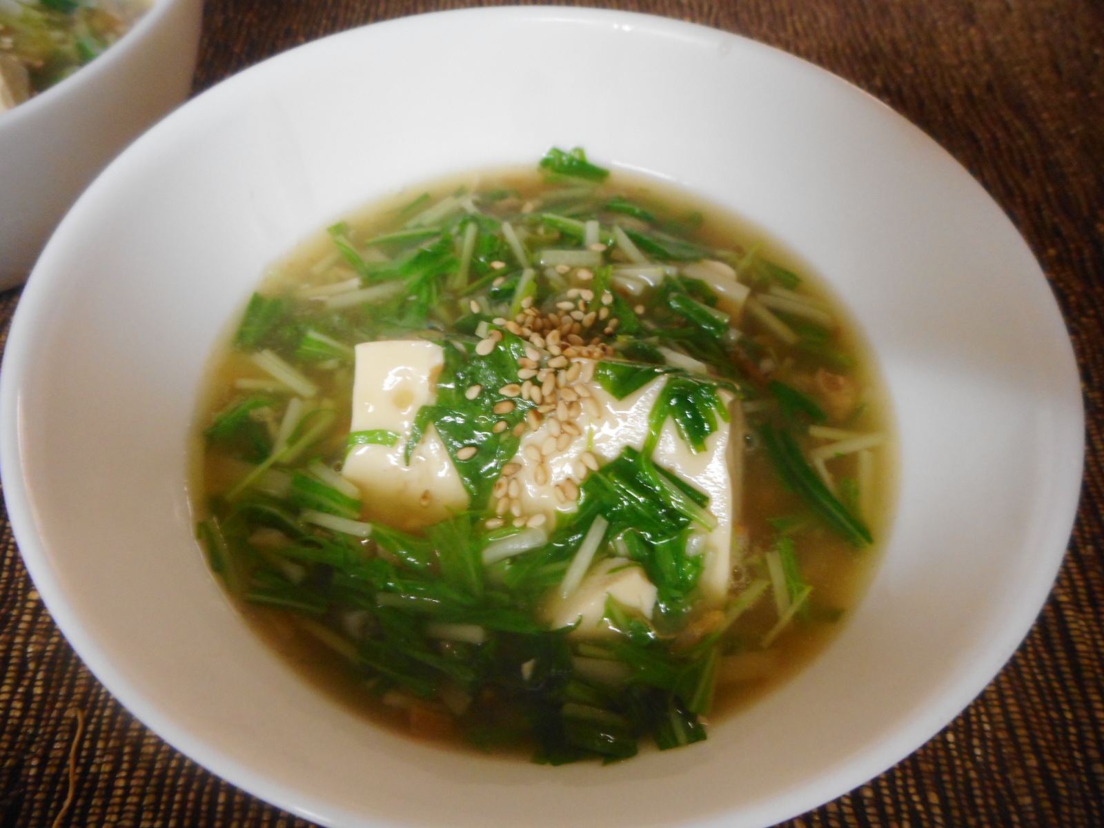 水菜と干しエビのあんかけ豆腐