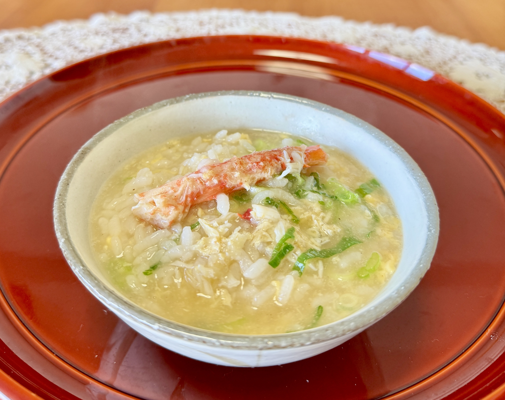 タラバ蟹の殻でとった出汁で☆カニ雑炊