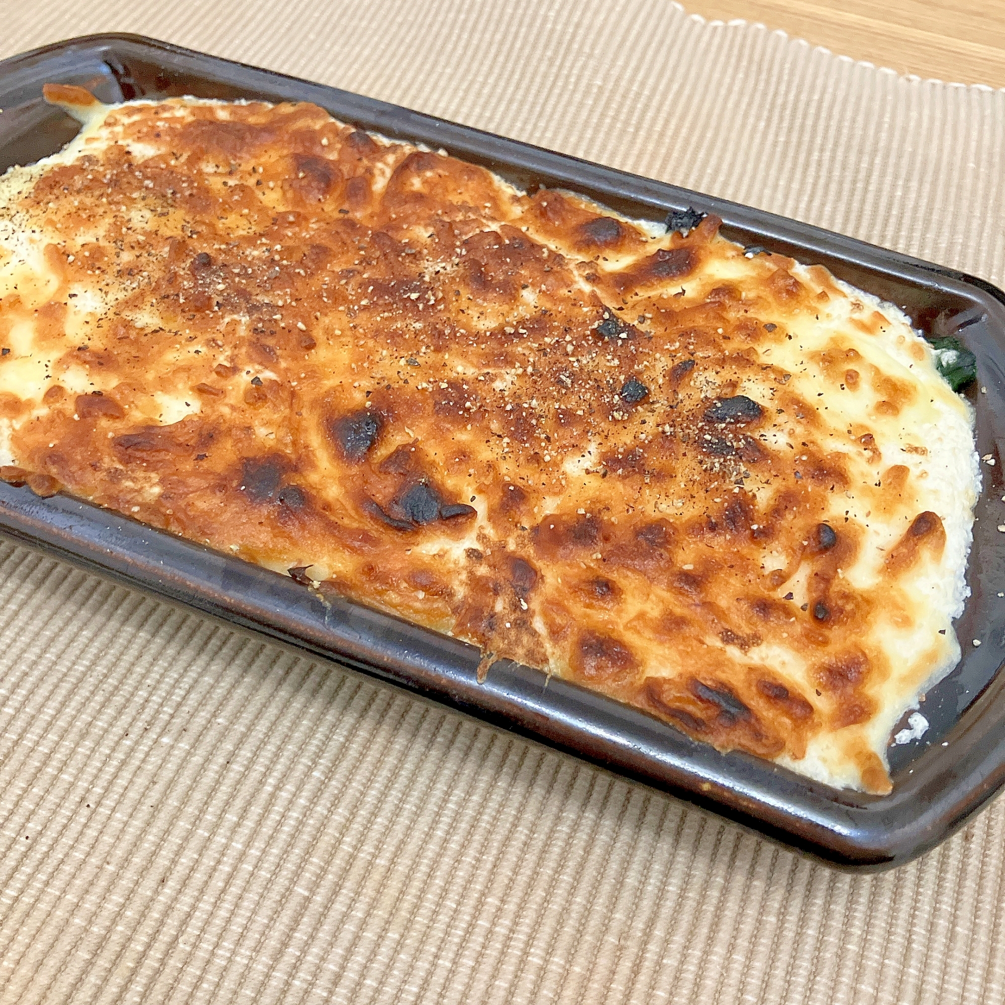 カリとろ♪ほうれん草のとろろグラタン