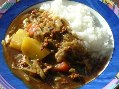 キャベツとひき肉のカレー♪