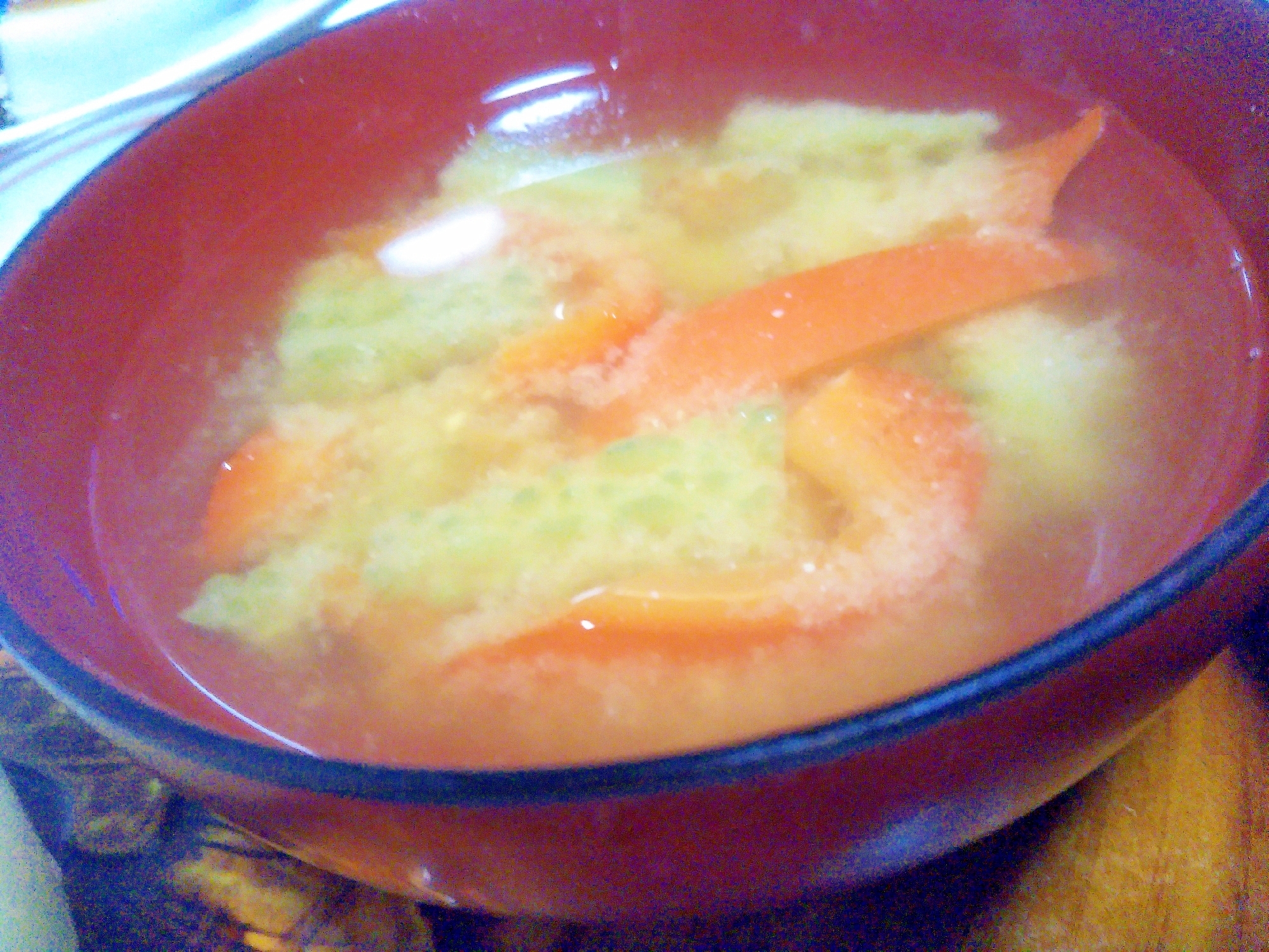 赤パプリカ&ゴーヤの味噌汁