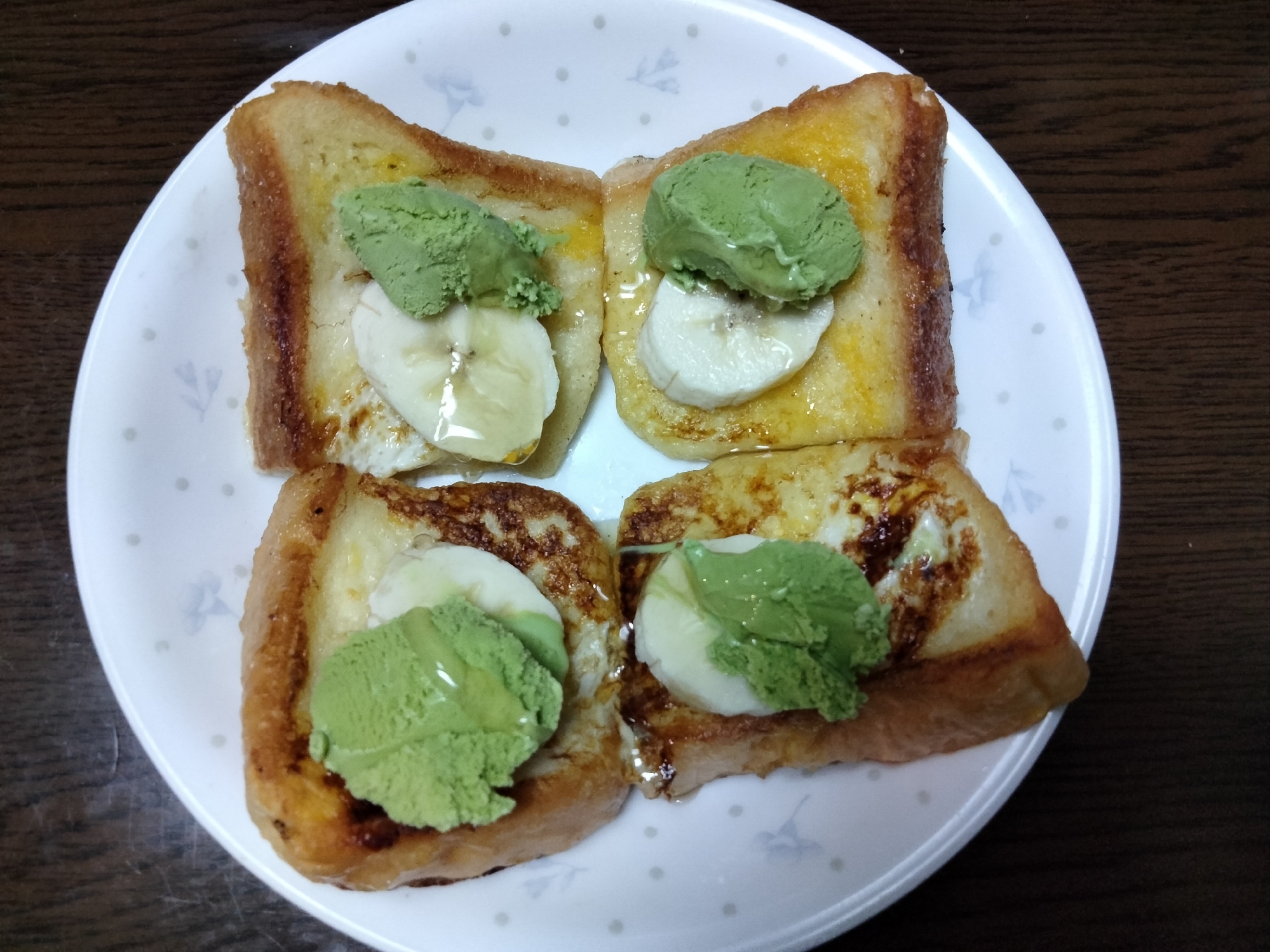 フレンチトースト バナナ抹茶アイスのせて