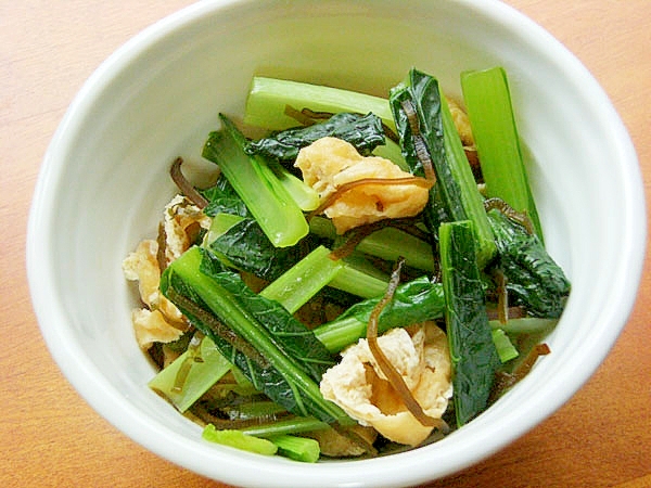 味付けは塩こんぶ!小松菜のおばんざい♪(油揚げ)