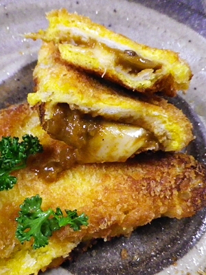 食パンで激辛カレーチーズパン