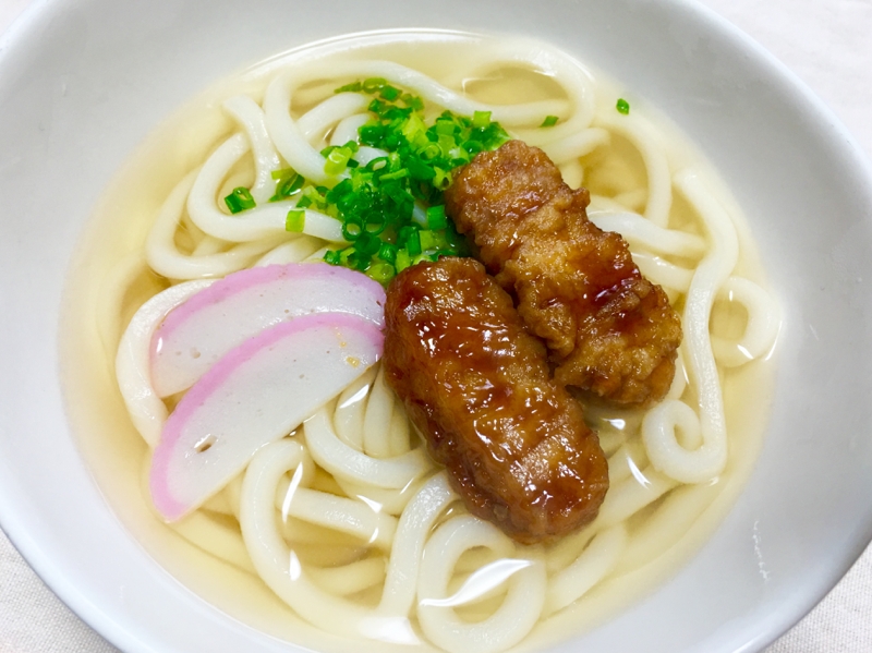 簡単ズボラ飯！冷食とり天うどん♡