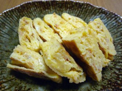 具入りの卵焼きは塩味、という思い込みが払拭されました！
甘めの味付けが美味しかったです♪