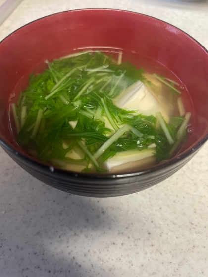 簡単～豆腐と水菜の汁物