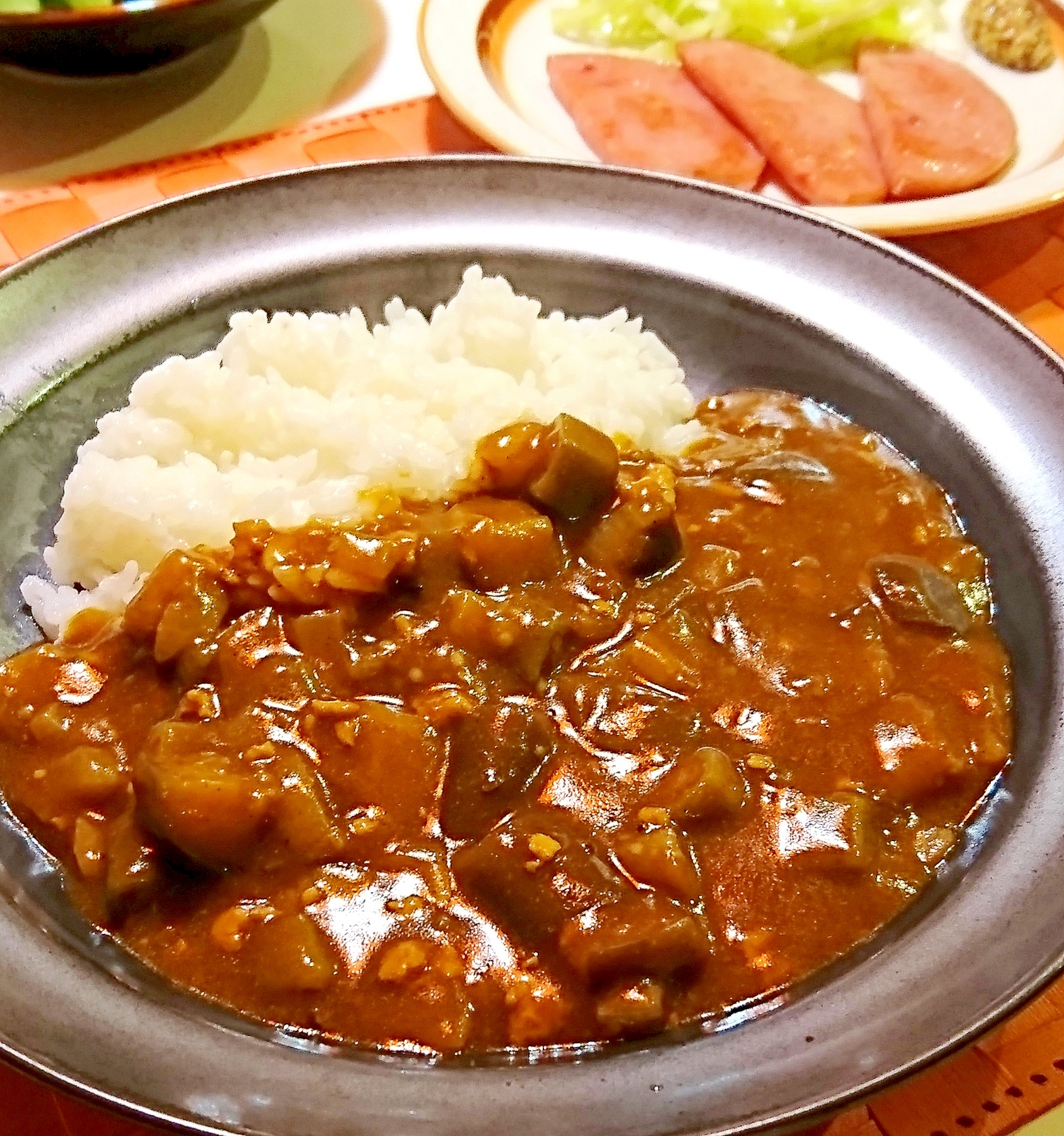 茄子とオクラのカレーライス