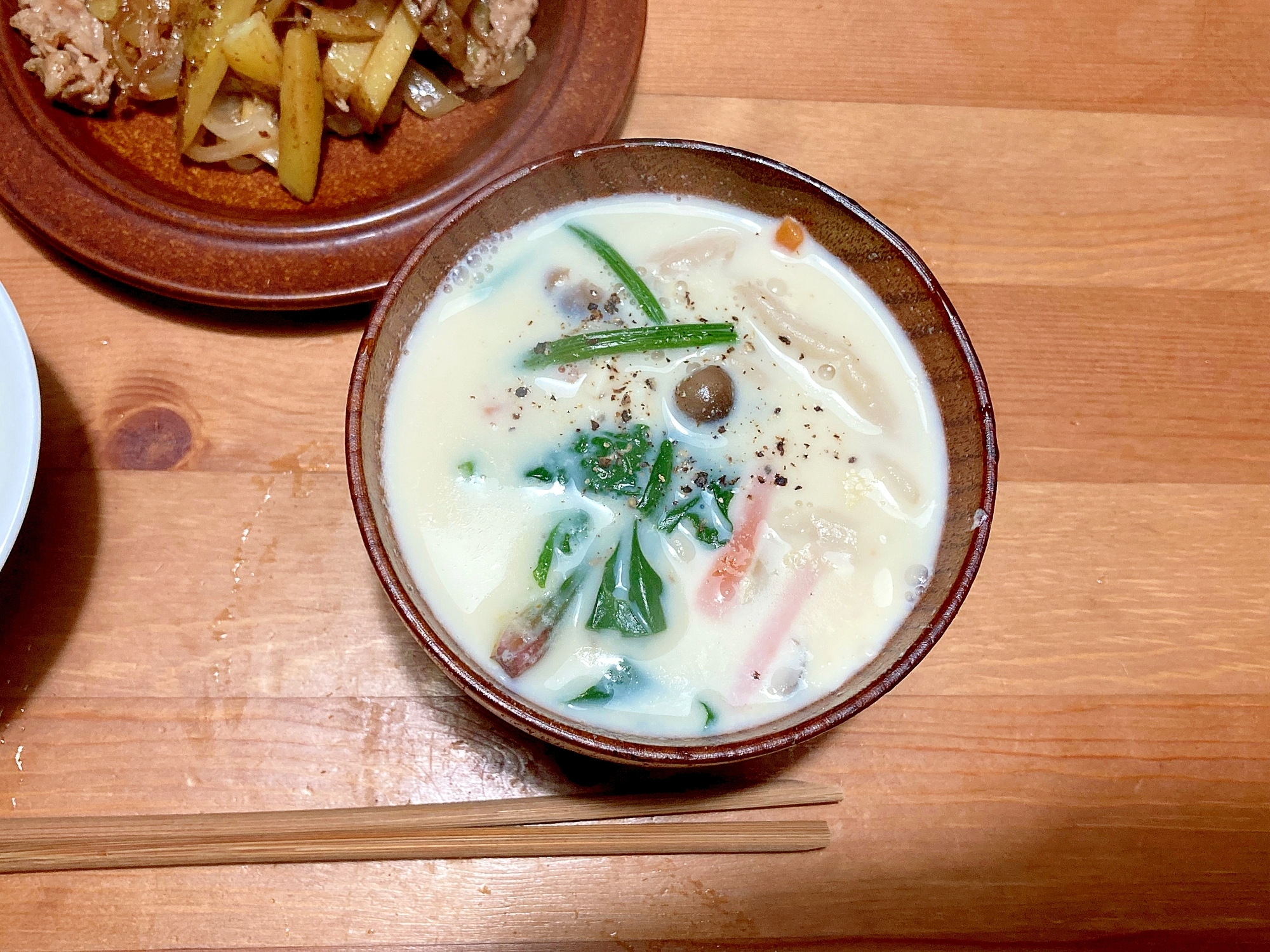 ほうれん草としめじの豆乳スープ レシピ 作り方 By めいてぃ 楽天レシピ