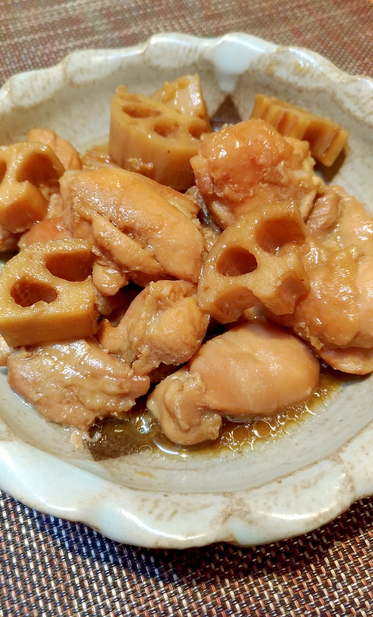 圧力鍋で簡単☆鶏肉とレンコンの照り煮