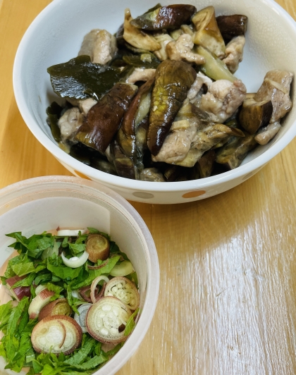 薬味のせて〜すき焼きのタレで簡単豚なす丼