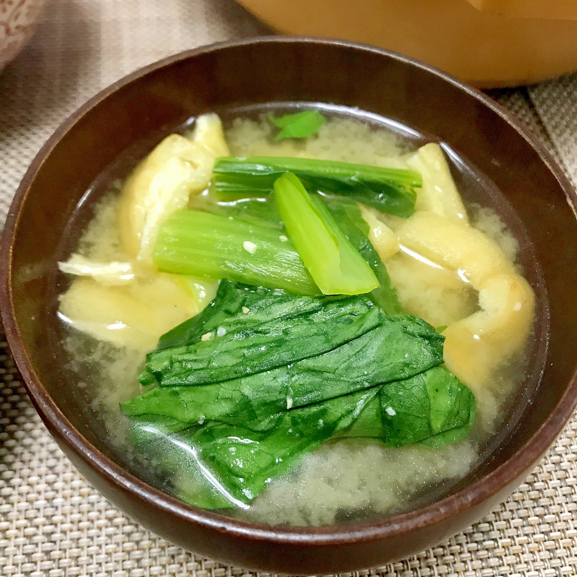 小松菜と揚げの味噌汁☆