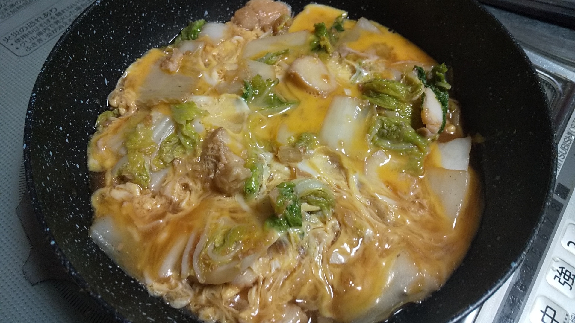 醤油麹で★白身魚(鱈)と白菜の卵とじ (丼)