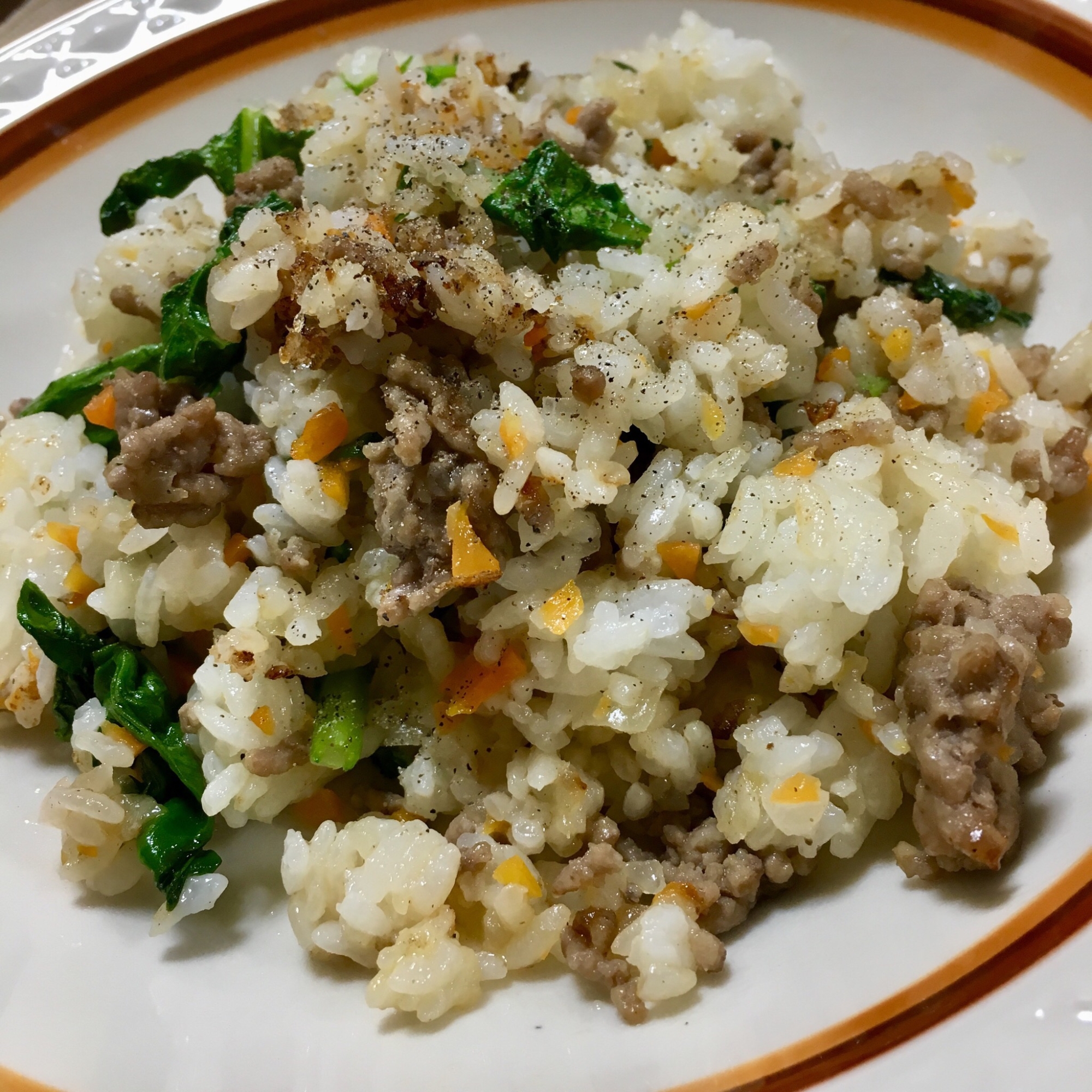 大根菜とひき肉のチャーハン