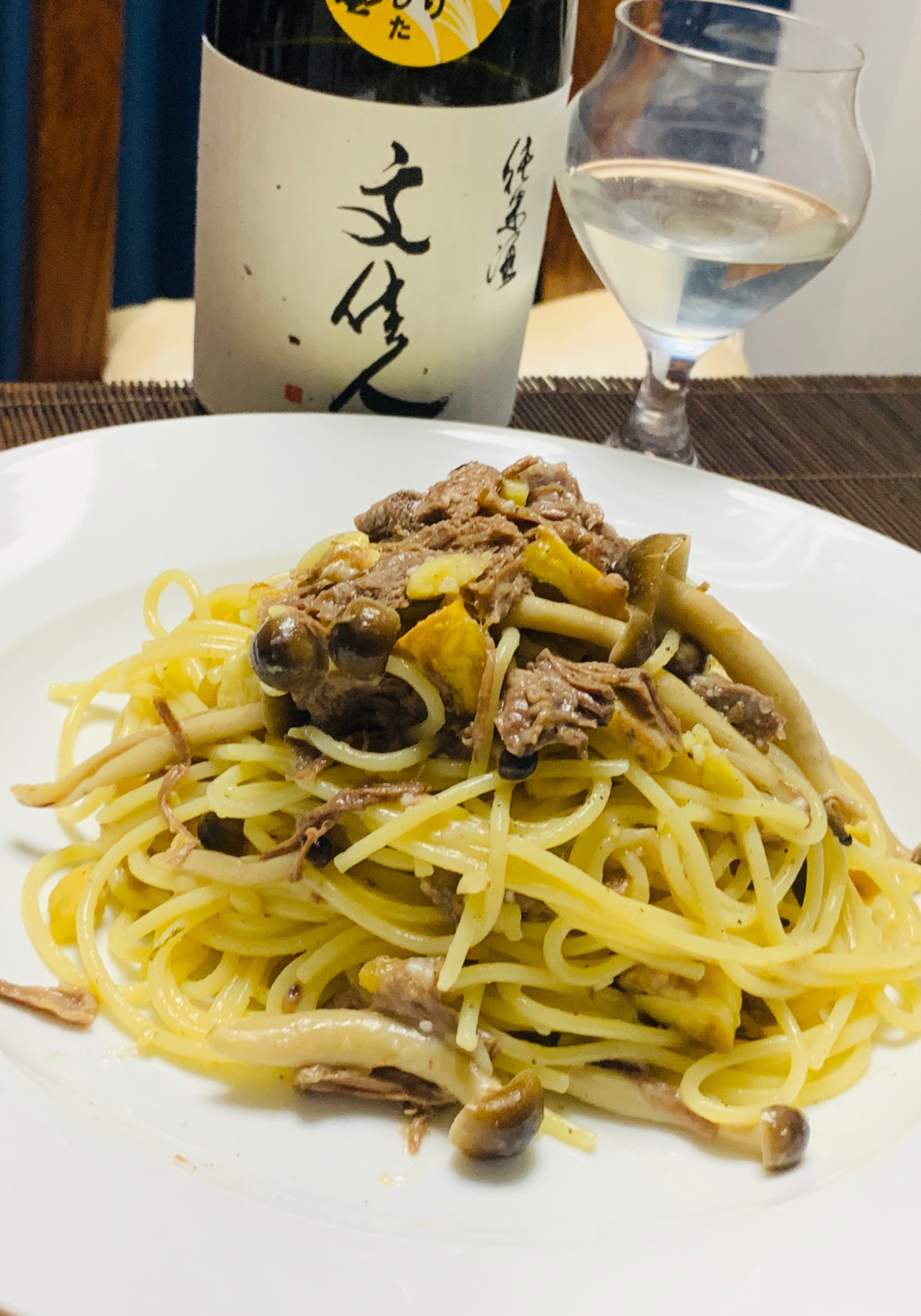 酒が呑めるパスタ、鹿としめじの栗ぼなーら