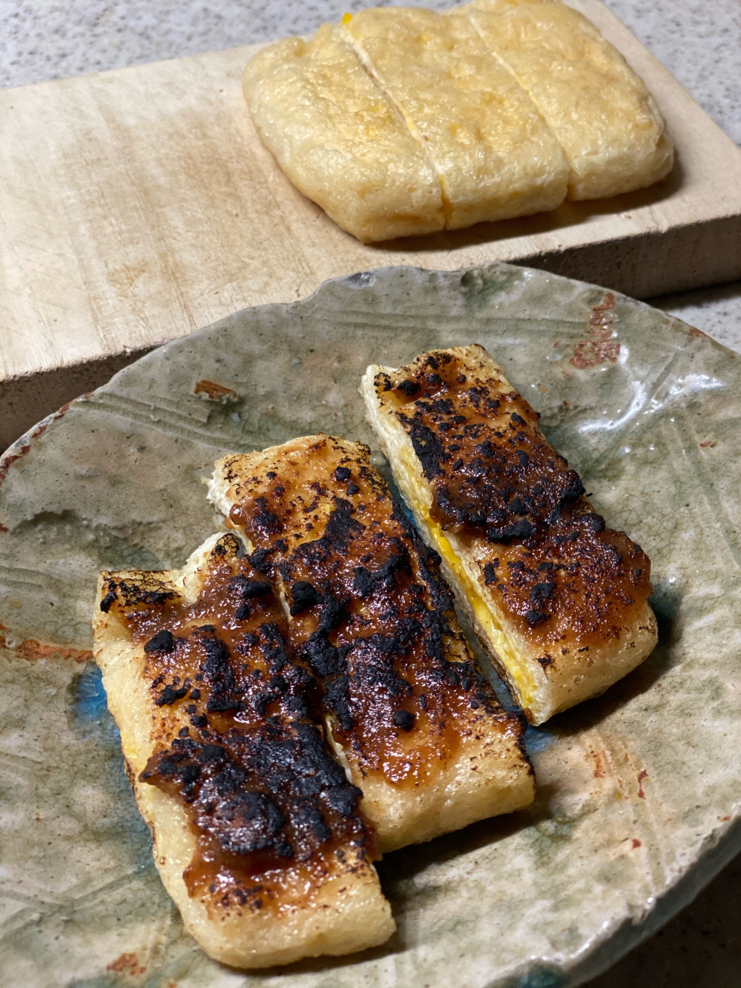 玉子入り油揚げの炙り味噌焼き