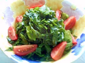 ＜ワイルド風＞玉葱いっぱい海藻とトマトの健康サラダ