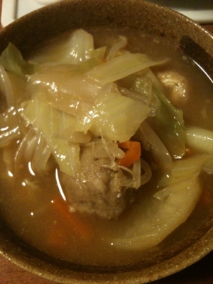 味噌ラーメンスープで作る肉団子鍋