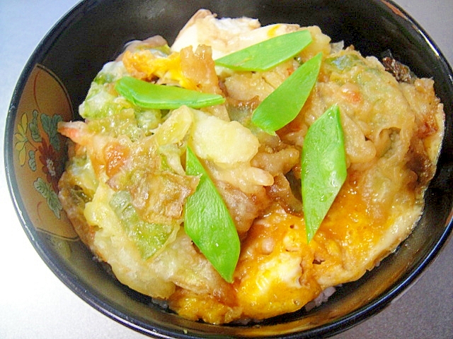 かき揚げの残りで卵とじ丼
