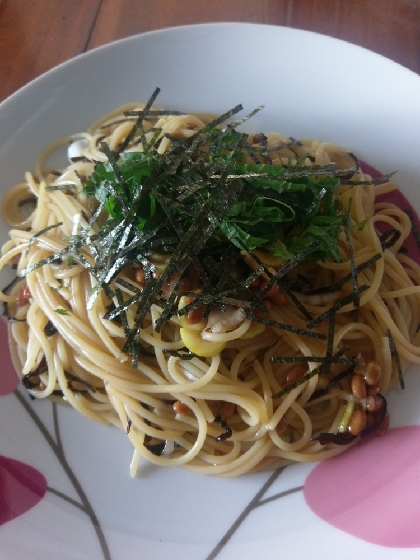 ☆塩昆布入り♪　納豆パスタ☆